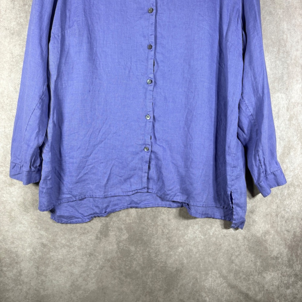 J. Jill Button Down Shirt Womens XL Purple Love Linen Essential Shirt Casual - Picture 3 of 9